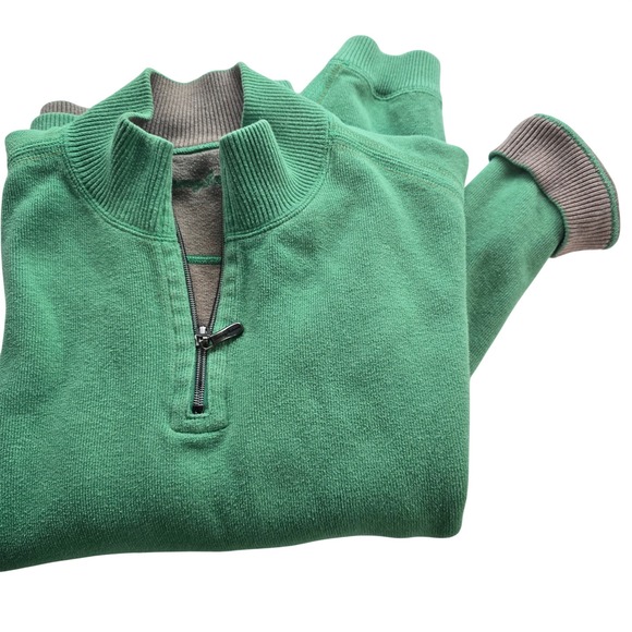 Tommy Bahama Quarter Zip Sweater Green Cotton Men's XXL Pullover Comfort Casual - Picture 12 of 12